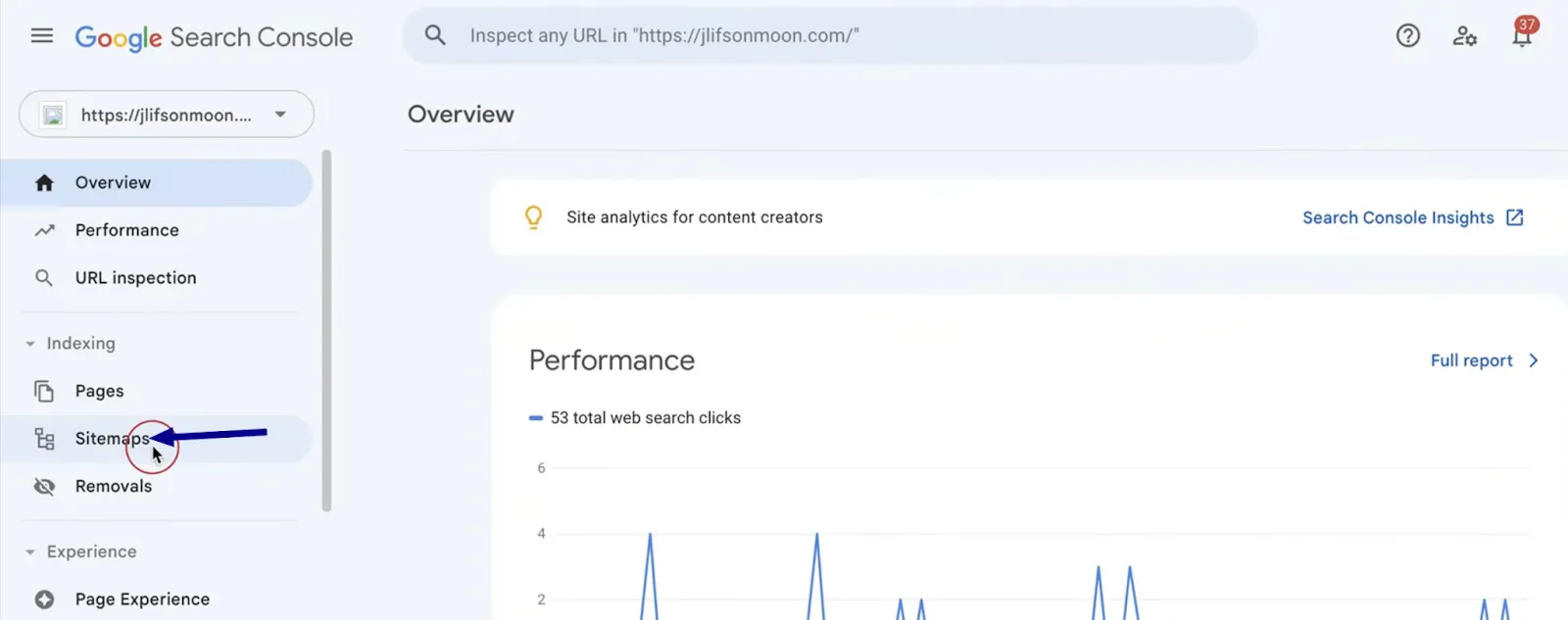 go to Google Search Console and click “Sitemaps.”
